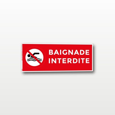 Baignade interdite – Panneau de Signalisation - Rectangulaire - 15 x 6 cm