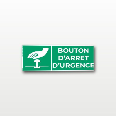 Bouton d’arrêt d’urgence – Panneau de Signalisation - Rectangulaire - 15 x 6 cm
