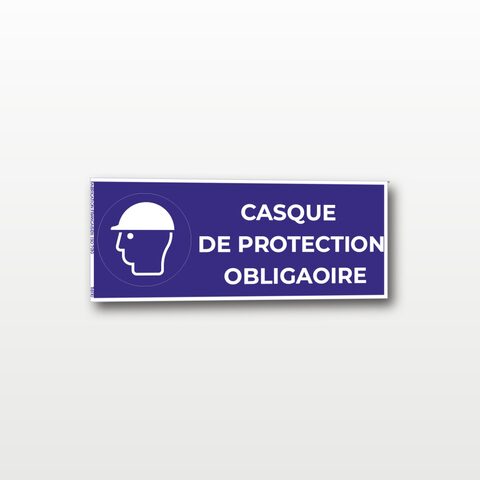 Casque de protection obligatoire – Panneau de Signalisation - Rectangulaire - 15 x 6 cm