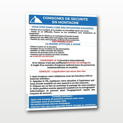 Consignes de Sécurité – Montagne - A3