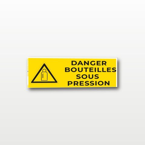 Danger bouteilles sous pression – Panneau de Signalisation - Rectangulaire - 20 x 8 cm
