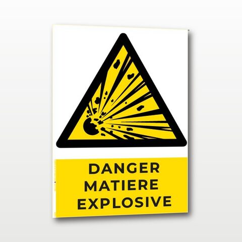 Danger matières explosives – Panneau de Signalisation - Rectangulaire - 20 x 8 cm