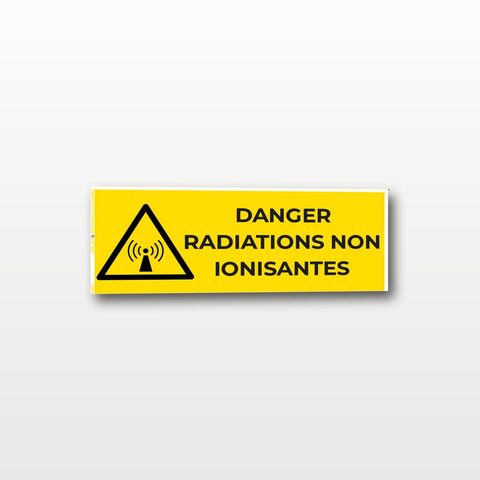 Danger radiations non ionisantes – Panneau de Signalisation - Rectangulaire - 20 x 8 cm