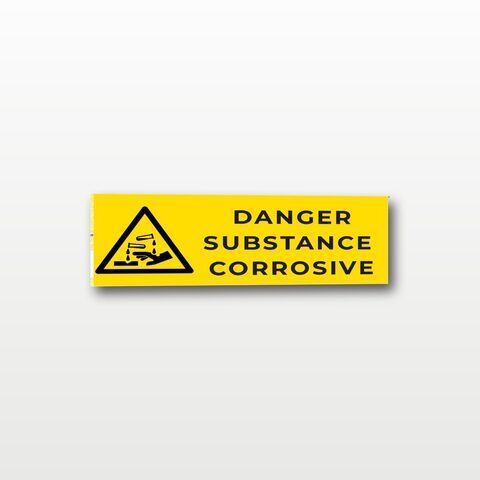 Danger substance corrosive – Panneau de Signalisation - Rectangulaire - 20 x 8 cm