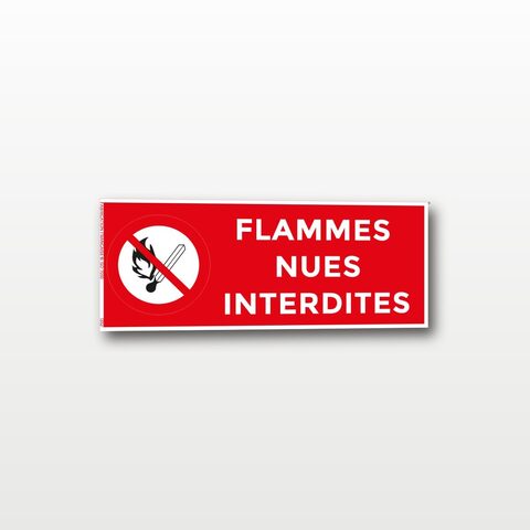 Flammes nues interdites – Panneau de Signalisation - rectangulaire - 15 x 6 cm
