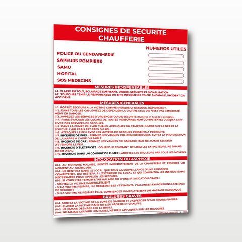 Consigne de Sécurité Generale Chaufferie - A4