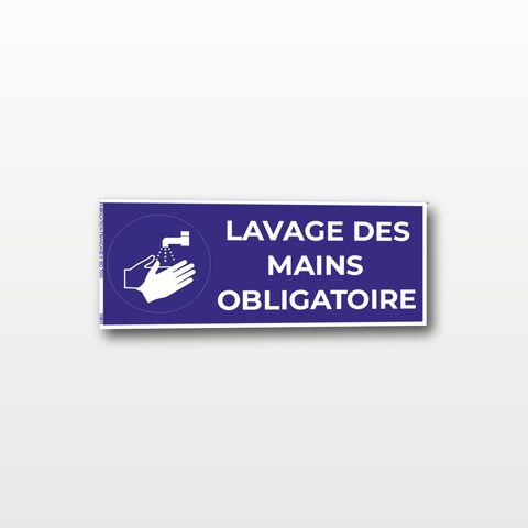 Lavage des mains obligatoire – Panneau de Signalisation - Rectangulaire - 15 x 6 cm