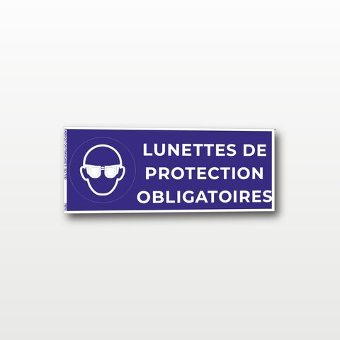 Lunettes de protection obligatoires – Panneau de Signalisation - Rectangulaire - 15 x 6 cm