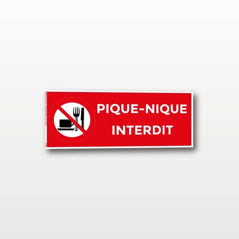 Pique-nique interdit – Panneau de Signalisation - rectangulaire - 20 x 8 cm