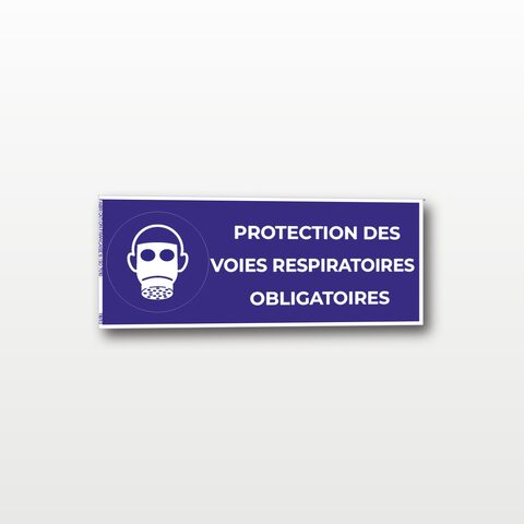 Protection des voies respiratoires obligatoire – Panneau de Signalisation - Rectangulaire - 15 x 6 cm