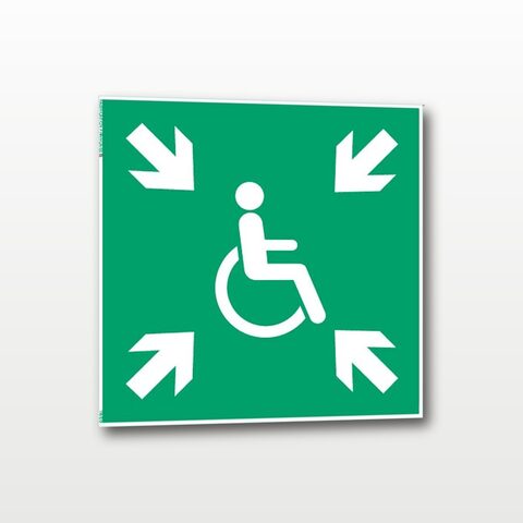 Refuge temporaire d’urgence – Panneau de Signalisation - Carré - 20 x 20 cm