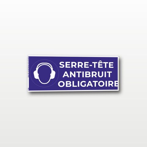 Serre-tête antibruit obligatoire – Panneau de Signalisation - Rectangulaire - 15 x 6 cm