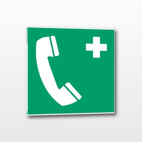 Téléphone d’urgence – Panneau de Signalisation - Carré - 10 x 10 cm