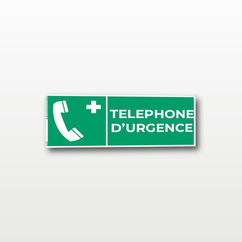 Téléphone d’urgence – Panneau de Signalisation - Rectangulaire - 20 x 8 cm