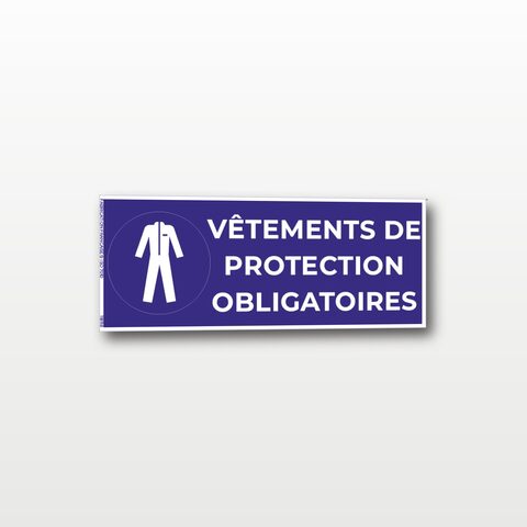 Vêtements de protection obligatoires – Panneau de Signalisation - Rectangulaire - 20 x 8 cm