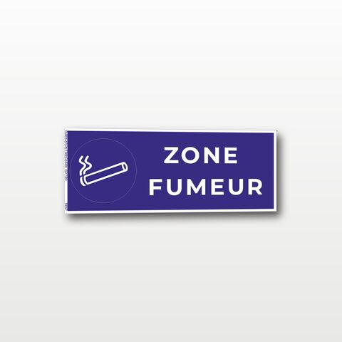 Zone fumeur – Panneau de Signalisation - Rectangulaire - 20 x 8 cm