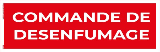 commande de désenfumage – panneau de signalisation 20 x 8 cm