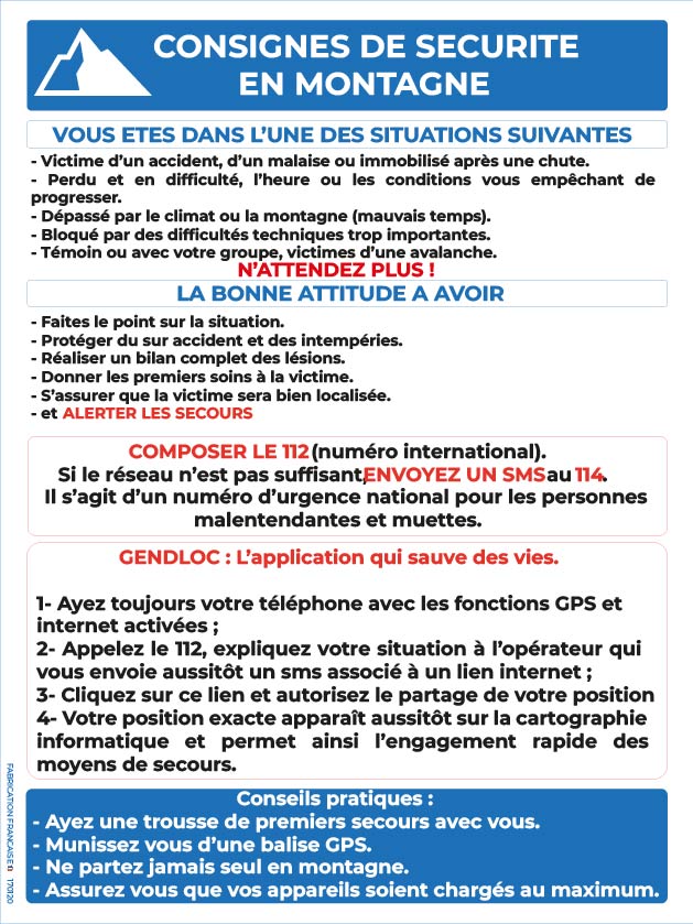 consignes de sécurité – montagne a4