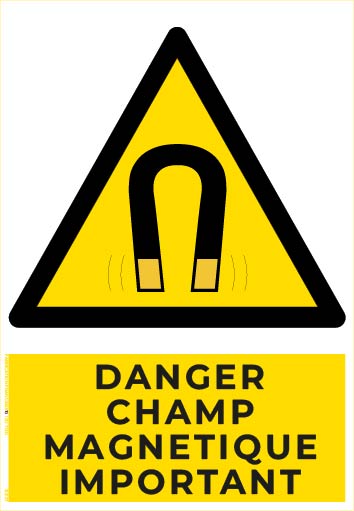 danger champ magnétique important – panneau de signalisation a4