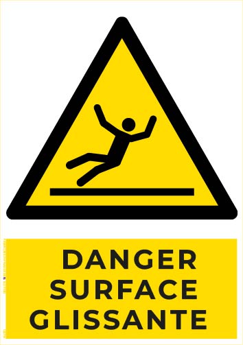danger surface glissante – panneau de signalisation a4