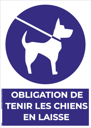 obligation de tenir les chiens en laisse – panneau de signalisation a4