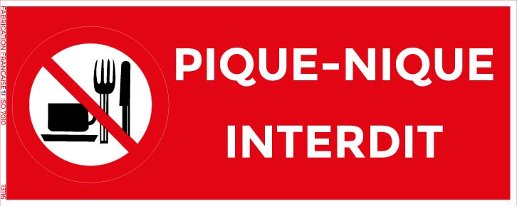 pique nique interdit – panneau de signalisation