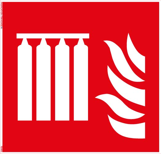 système fixe d’extincteurs d’incendie en série – panneau de signalisation carré 10 x 10 cm