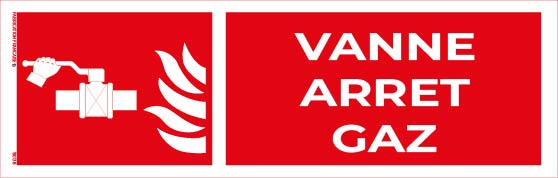 vanne d’arrêt gaz – panneau de signalisation 20 x 8 cm