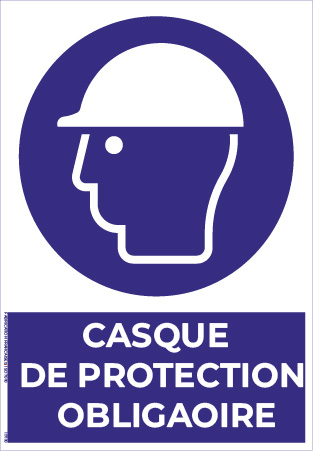 casque de protection obligatoire – panneau de signalisation a4