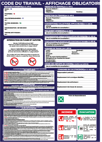 code du travail – panneau de signalisation a3