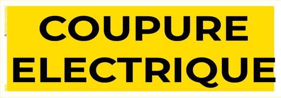 coupure électrique – panneau de signalisation 20 x 8 cm