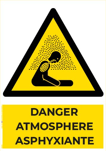 danger atmosphère asphyxiante – panneau de signalisation a4