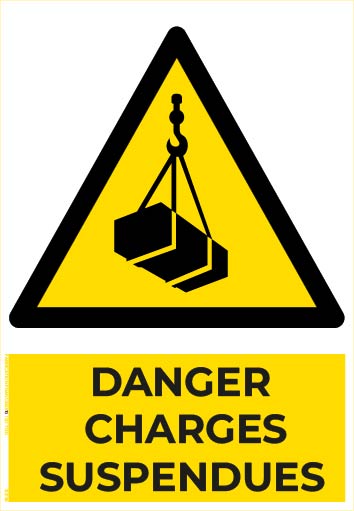 danger charges suspendues – panneau de signalisation a4