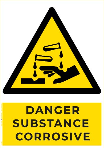 danger substance corrosive – panneau de signalisation a4