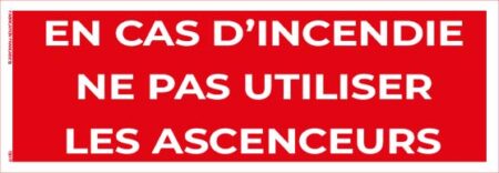 en cas d’incendie – ne pas utiliser les ascenseurs – panneau de signalisation 20 x 8 cm