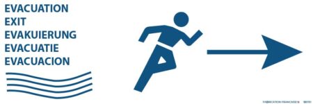 Évacuation camping 30 x 15 cm droite bleu