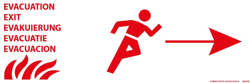 Évacuation camping 30 x 15 cm droite rouge