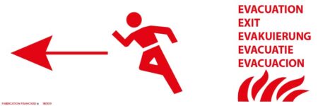 Évacuation camping 30 x 15 cm gauche rouge