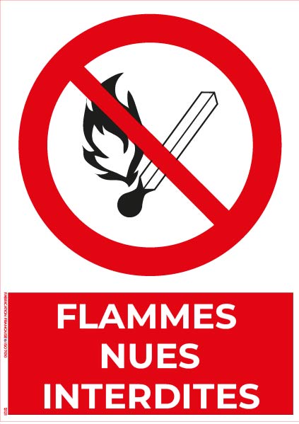 flammes nues interdites – panneau de signalisation a4