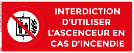 interdiction d’utiliser l’ascenseur en cas d’incendie – panneau de signalisation