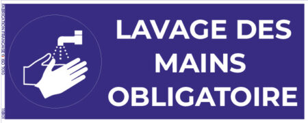 lavage des mains obligatoire – panneau de signalisation rectangulaire 20 x 8 cm