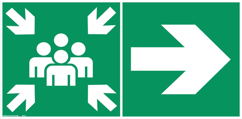 panneau point de rassemblement 30 x 15 cm droite