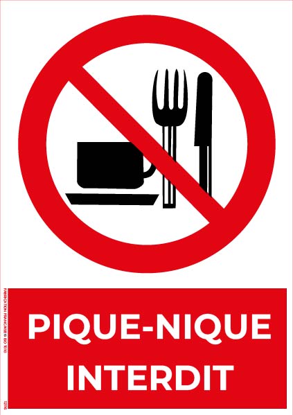 pique nique interdit – panneau de signalisation a4