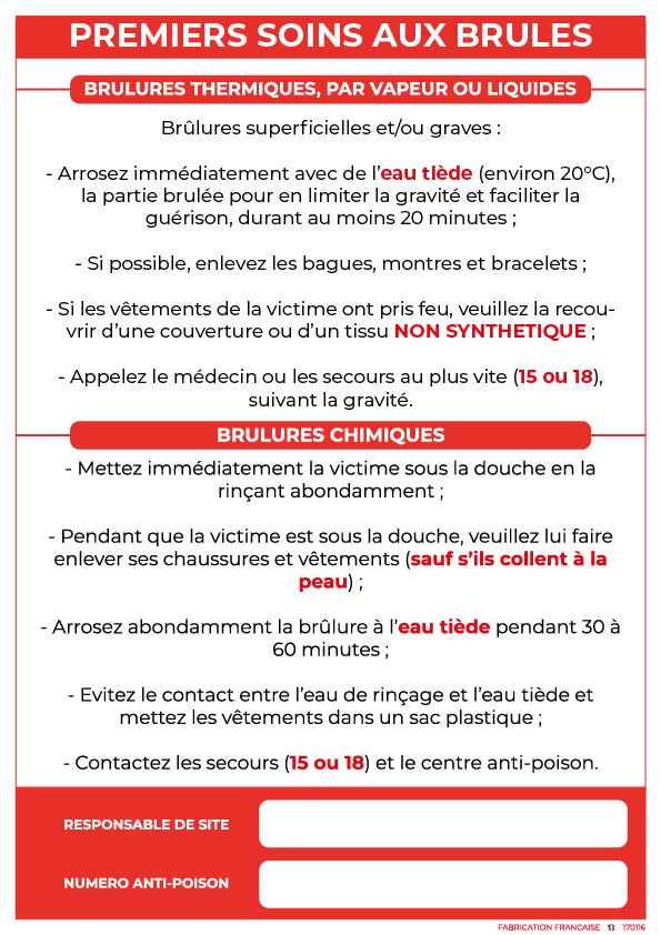 premiers secours – brûlures a4 et a3