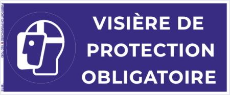 visière de protection obligatoire – panneau de signalisation rectangulaire 15 x 6 cm